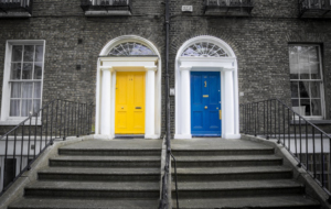 Yellow and blue door